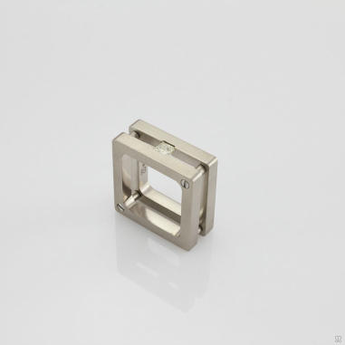 Perspective view of square diamond ring, one off, designed & made by Mohammed Janbek. 